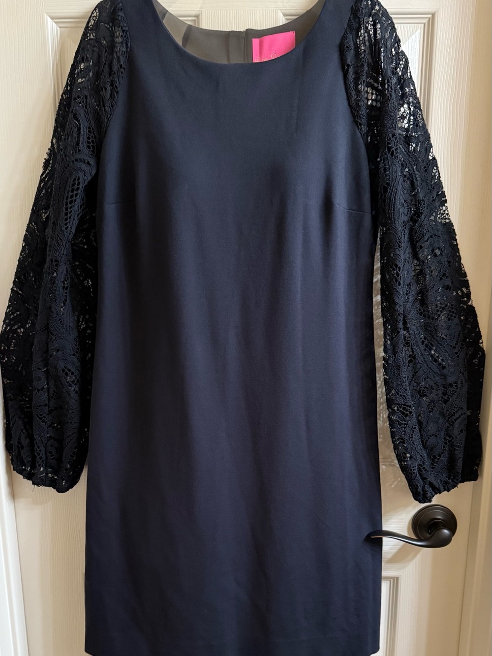 Lilly Pulitzer Black Shift Dress with Lace Long Sleeves